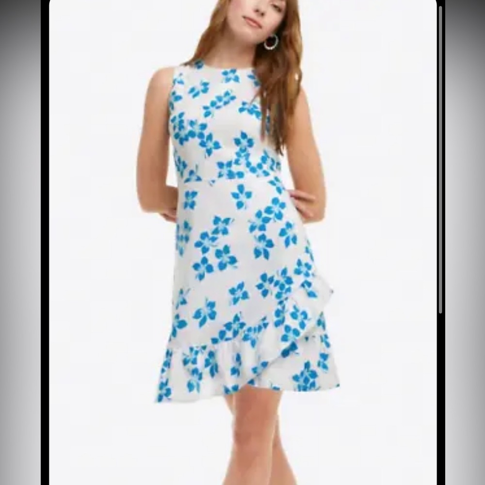 DRAPER JAMES‎ ~ LINEN FAUX WRAP FLORAL DRESS ~ size 2~ $135